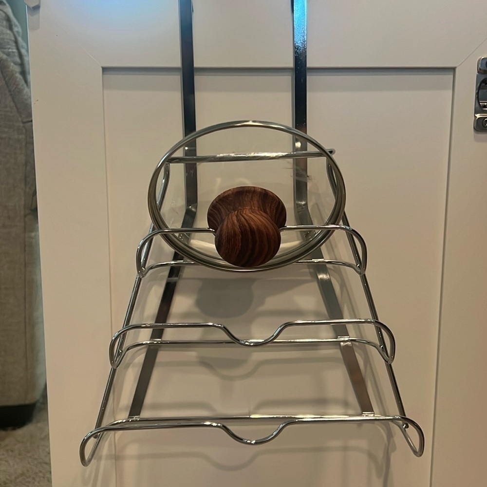 Cabinet Door Mount Pot Lid Organizer‎ Metal Wire 3 Rack